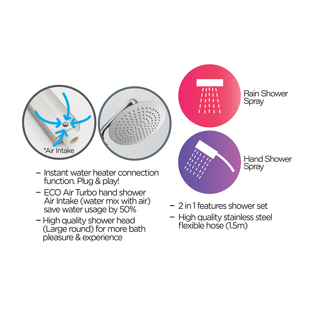 Conceal Rain Shower Set|Eco S68 Conceal Rain Shower Set|Hand Shower Holder|Shower Set